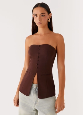 Riveria Strapless Top - Chocolate Soft touch finish