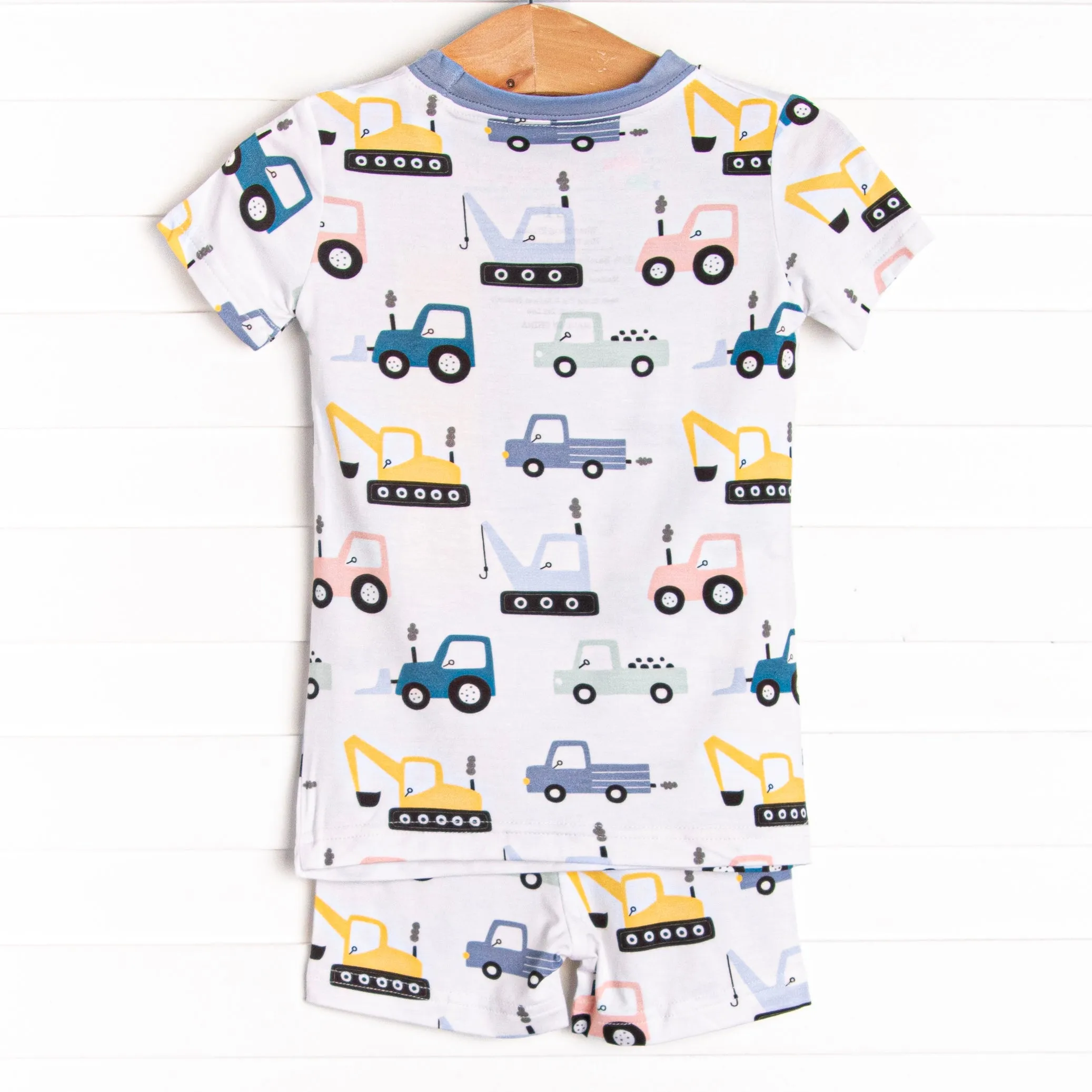 Road Work Rush Bamboo Pajama Short Set, Blue