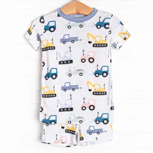 Road Work Rush Bamboo Pajama Short Set, Blue