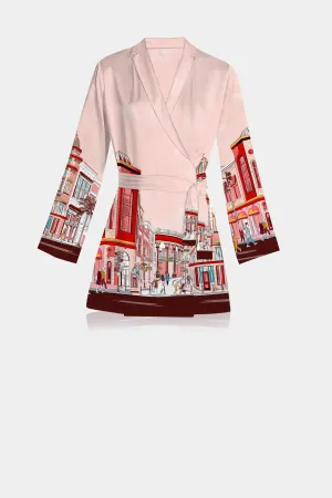 Rodeo Drive Print Silk Short Robes For Women