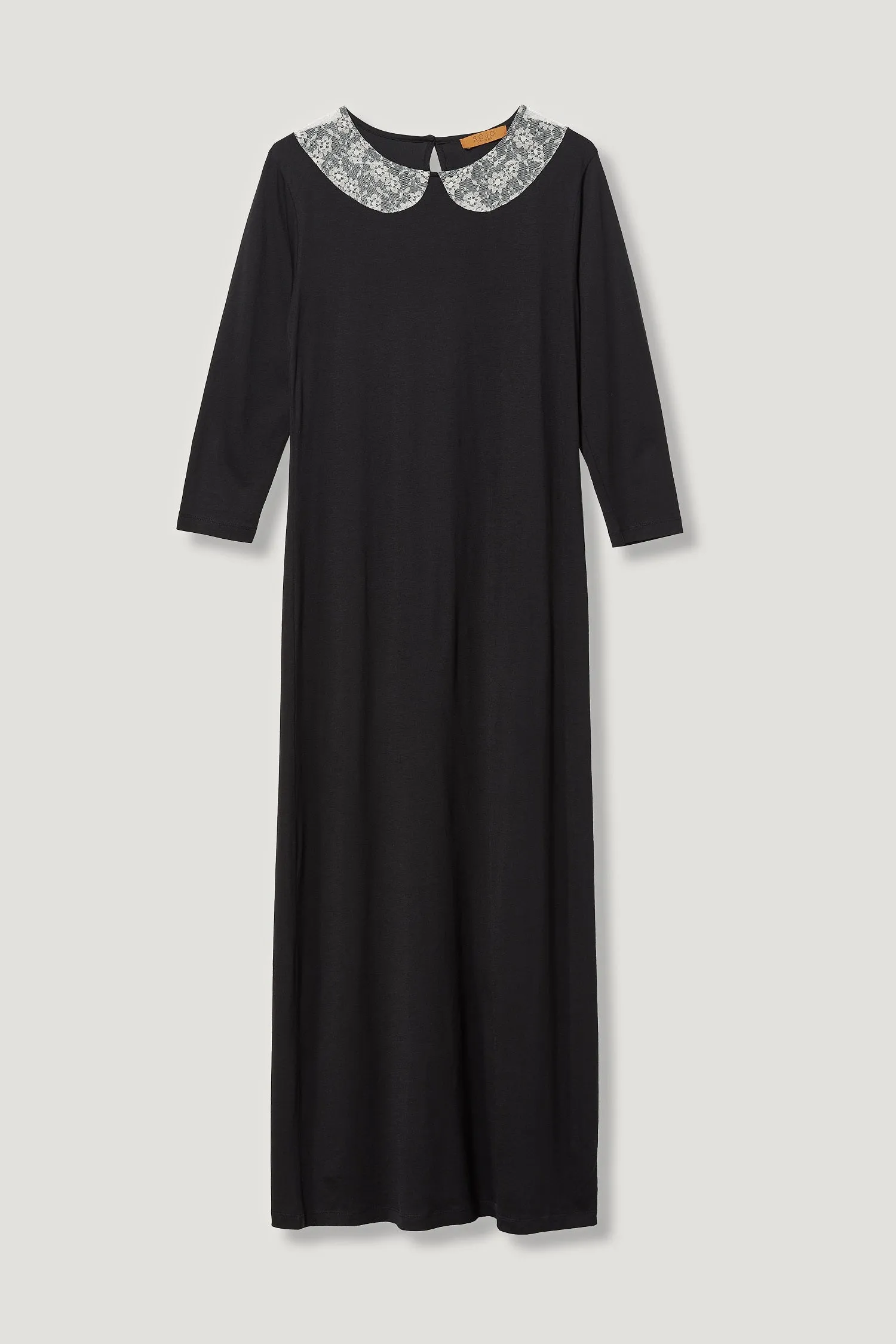 Rojo London Lacy Black Modal Nightgown & Zip Up Sweater