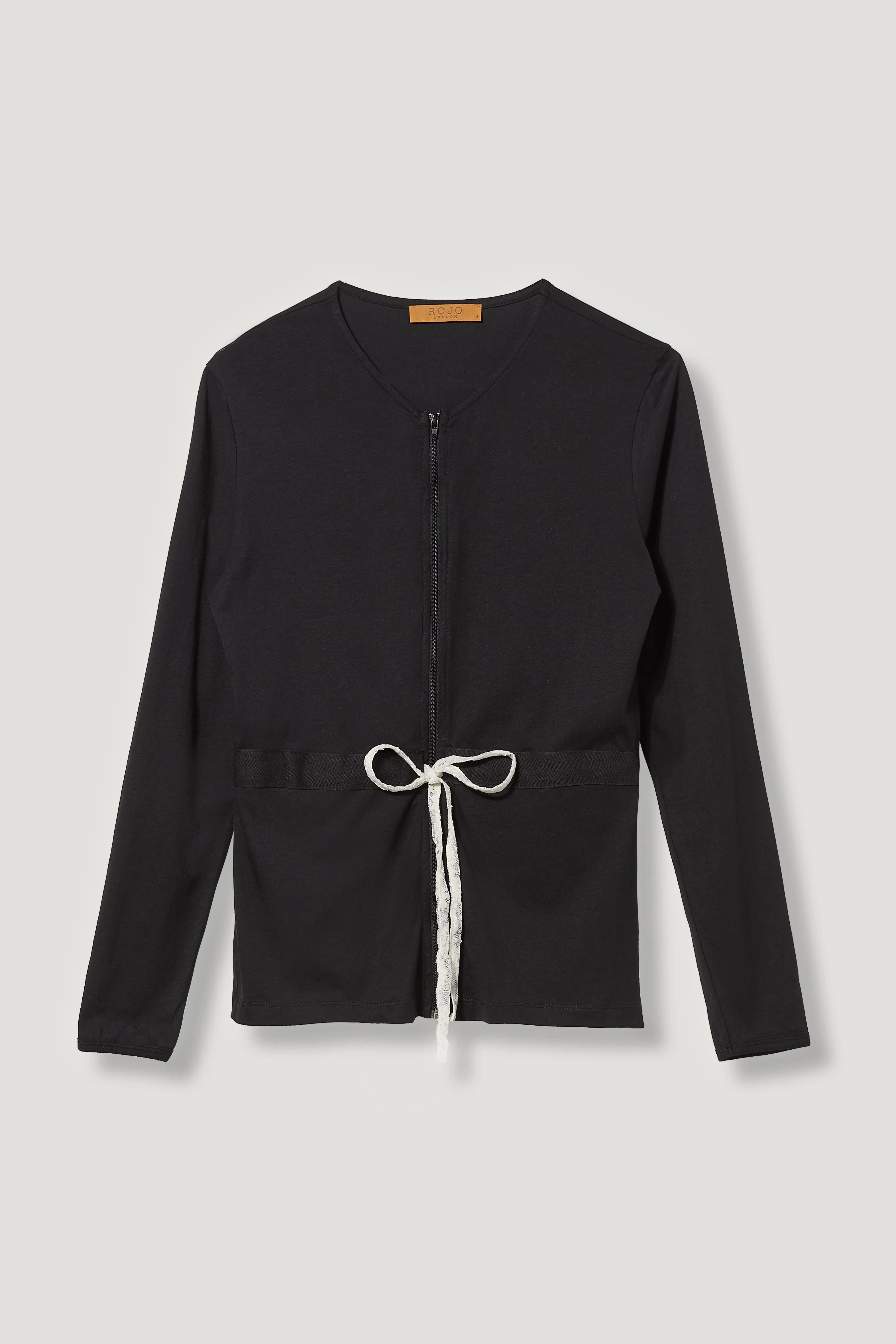 Rojo London Lacy Black Modal Nightgown & Zip Up Sweater