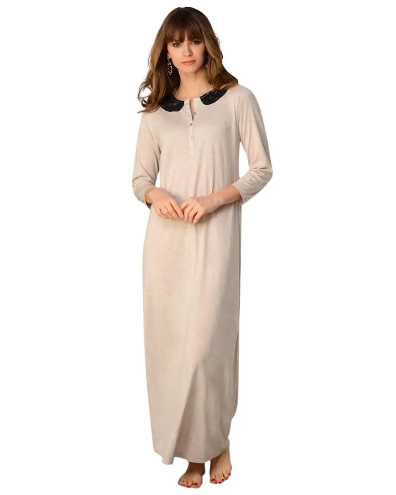 Rojo London Lacy Oatmeal Nightgown & Zip Up Sweater
