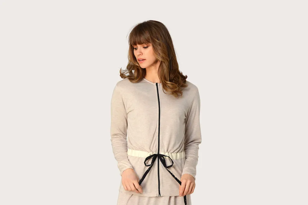Rojo London Lacy Oatmeal Nightgown & Zip Up Sweater