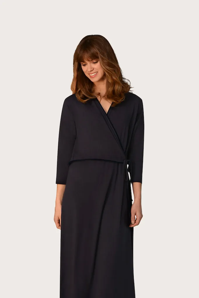 Rojo London Wrap Modal Navy Nightgown & Lounge Top