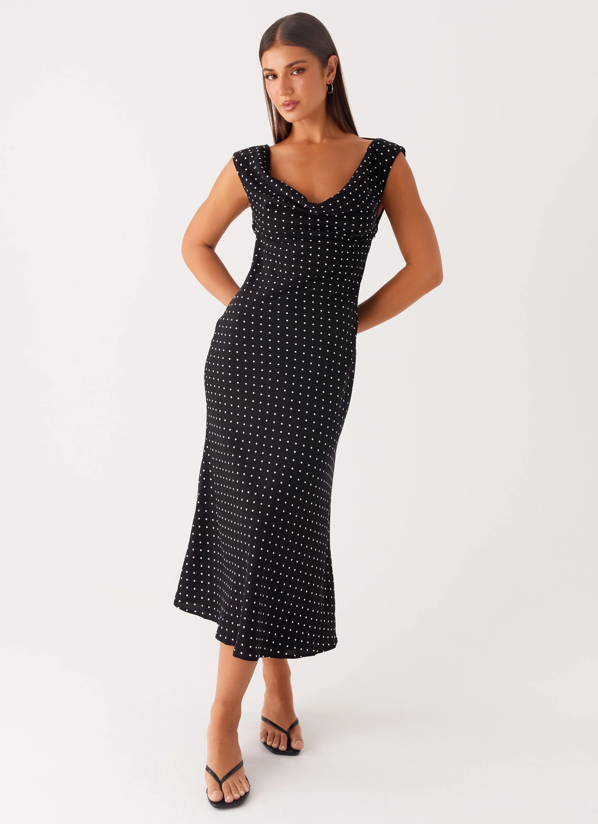 Calm Silhouette Role Model Maxi Dress - Black Polka Dot