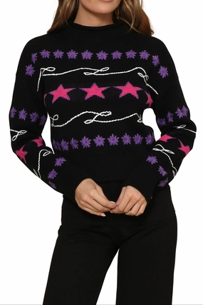 Roll Neck Star Sweater Fresh Casual Wear Lightweight Material