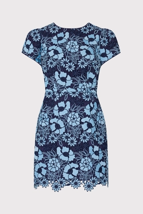 Kyla Two Tone Floral Lace Mini Dress Flared shape Lace Soft