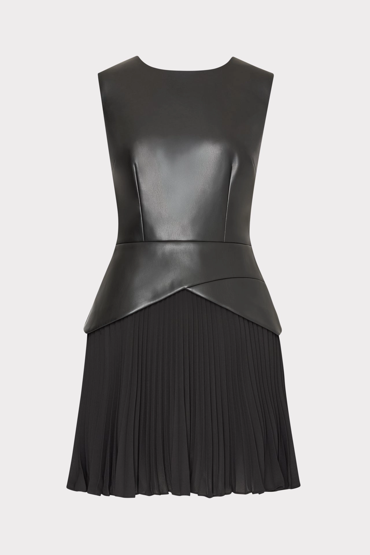 Haddy Leather Pleated Combo Mini Dress Tailored Mood