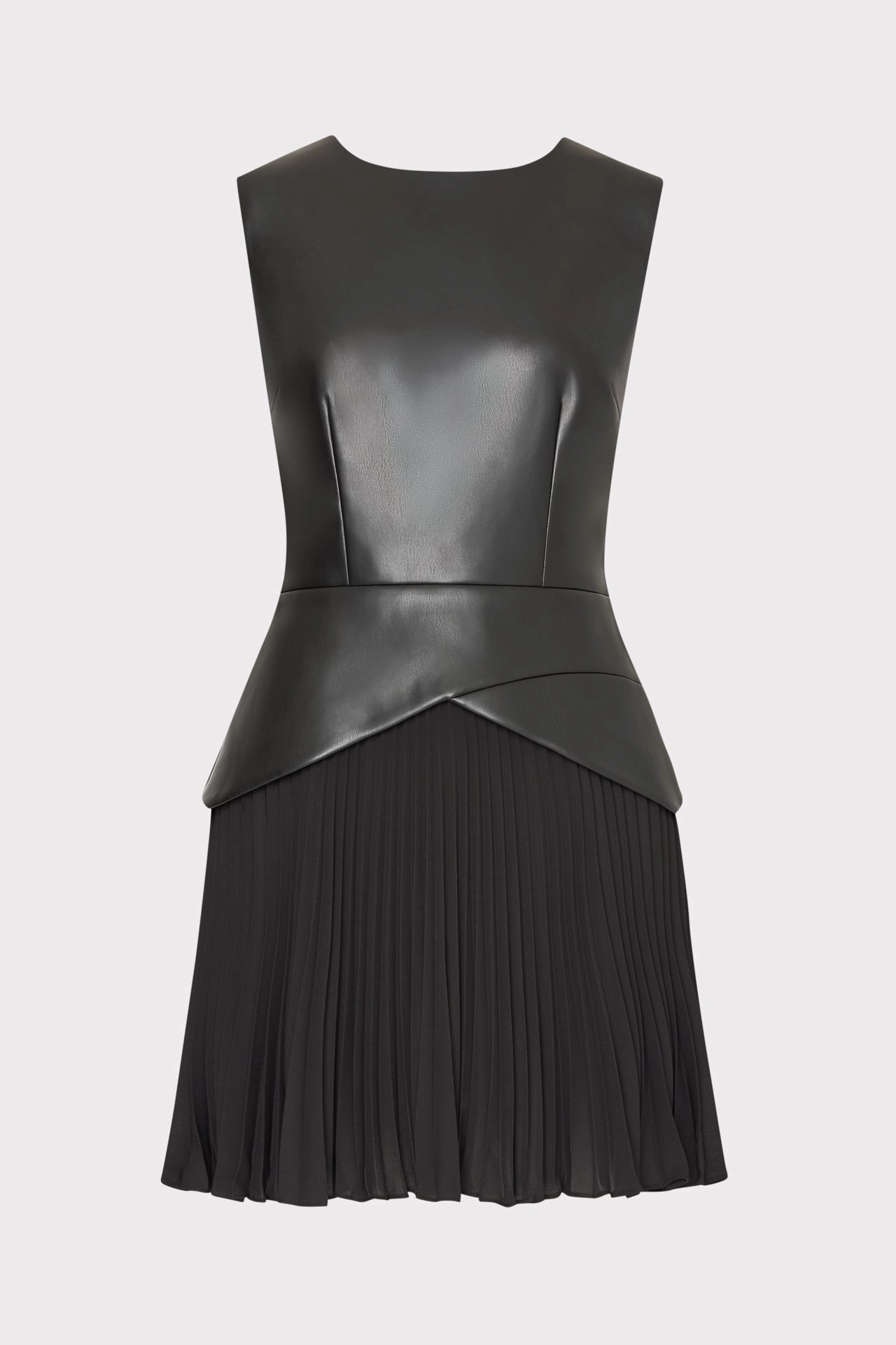 Garden-Party Haddy Leather Pleated Combo Mini Dress