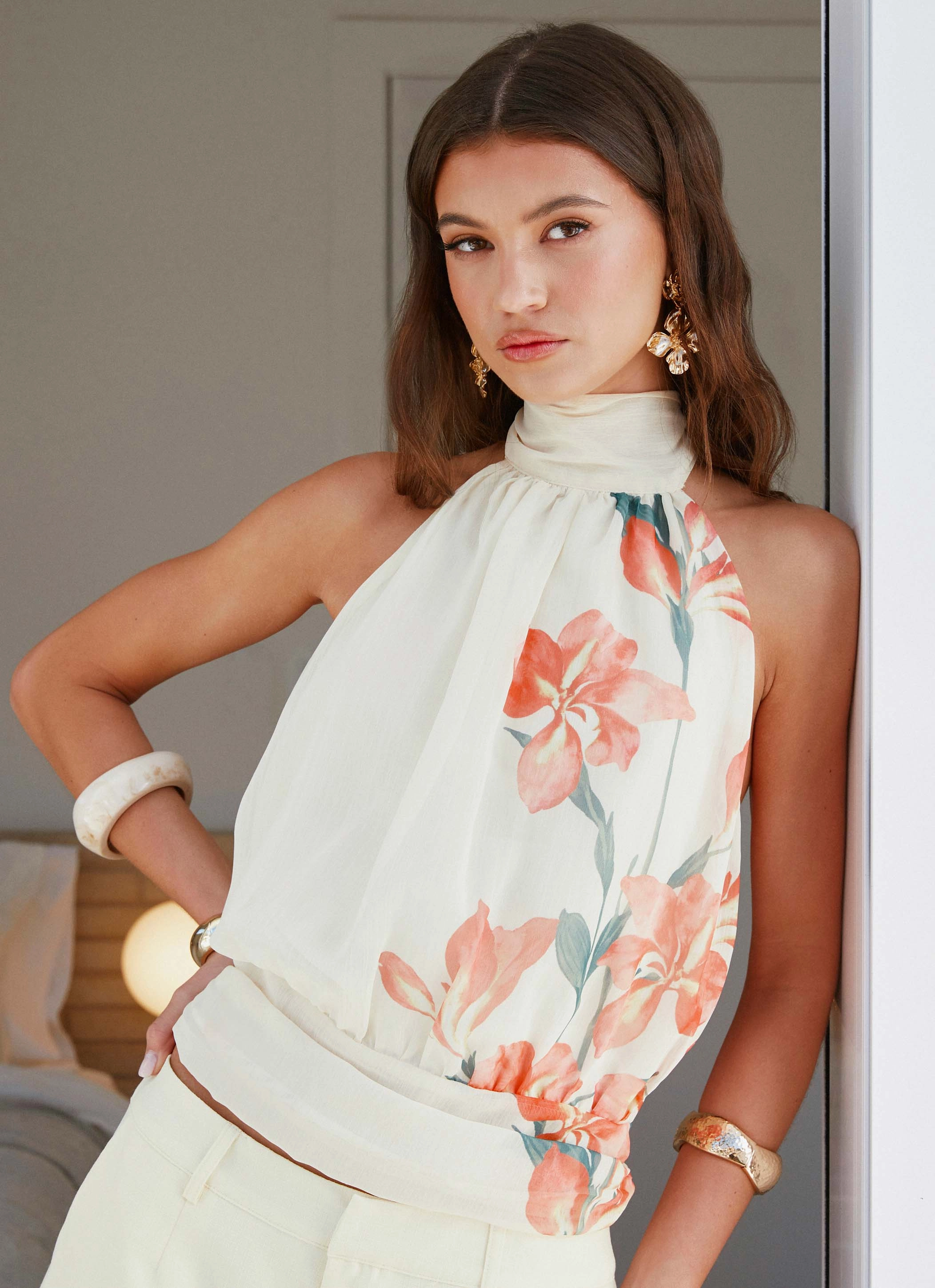 Romelia Halter Top - Siena Floral Active Design EcoCertified Textile