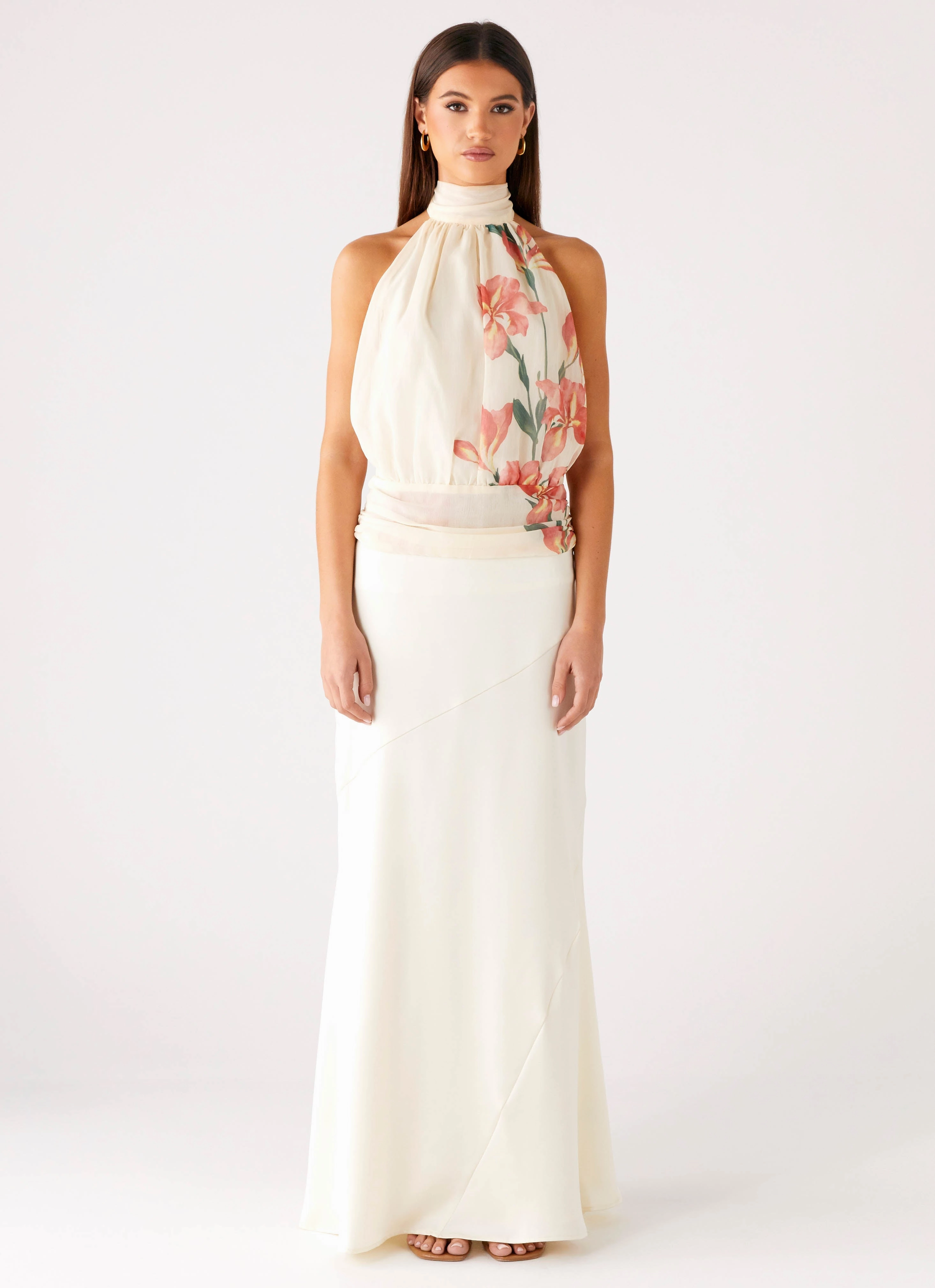 RibbedHemline preshrunk Romelia Halter Top - Siena Floral