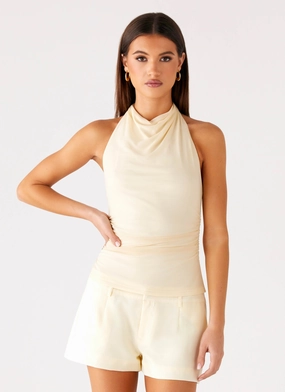 Modern Silhouette Active Wear Rosana Halter Top - Butter