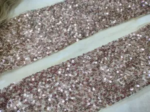 Rose Golden Fancy Sequins Work Embroidered Borders