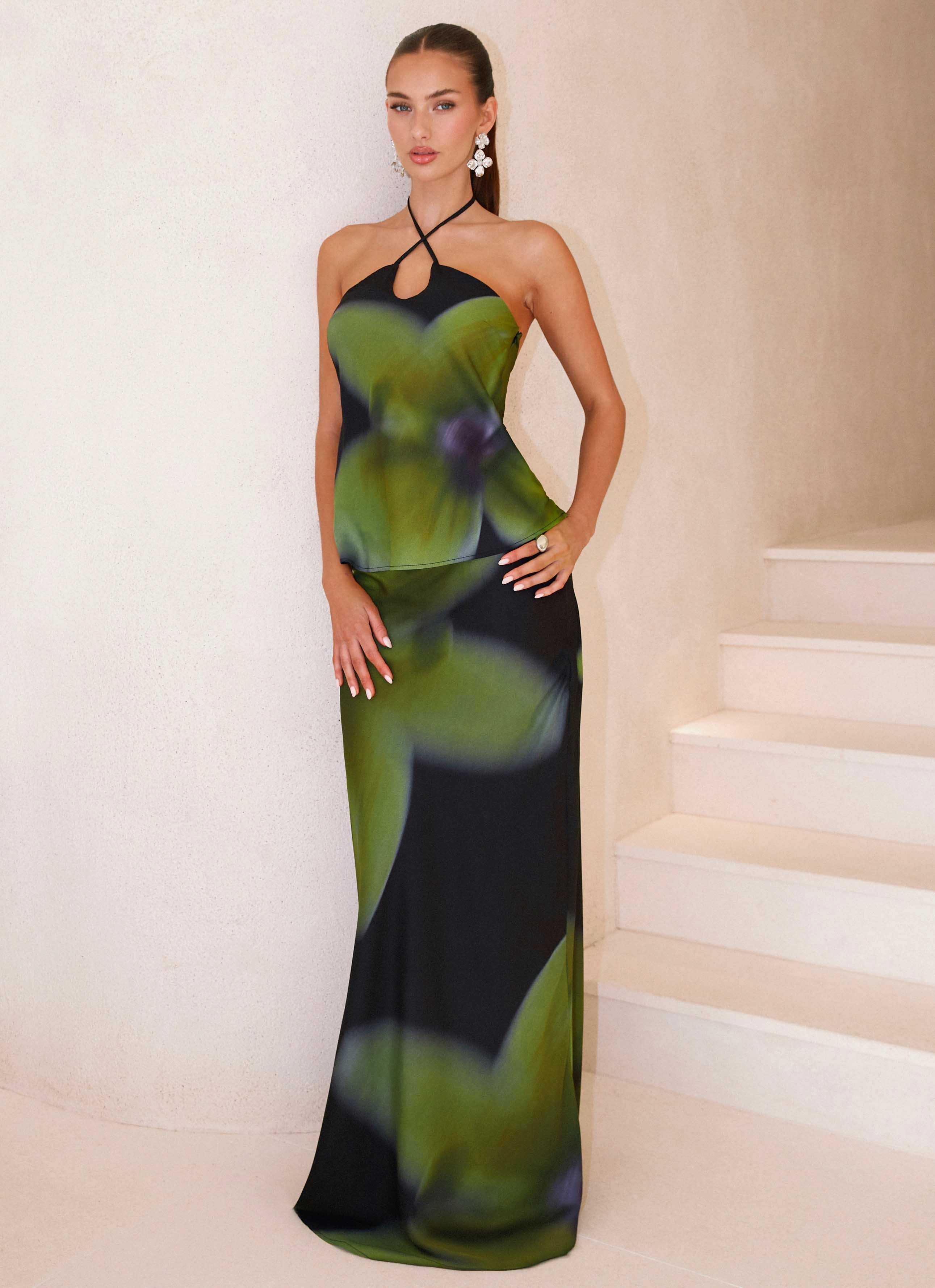 Aesthetic Fit Rosetta Maxi Skirt - Lime Flower