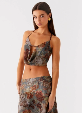 NonChafe Tag Placement Rosewood Cowl Top - Vintage Blossom