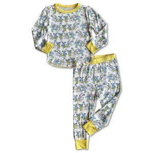Rowdy Sprout Grateful Dead Snow Bears Yellow Bamboo Thermal Pajamas