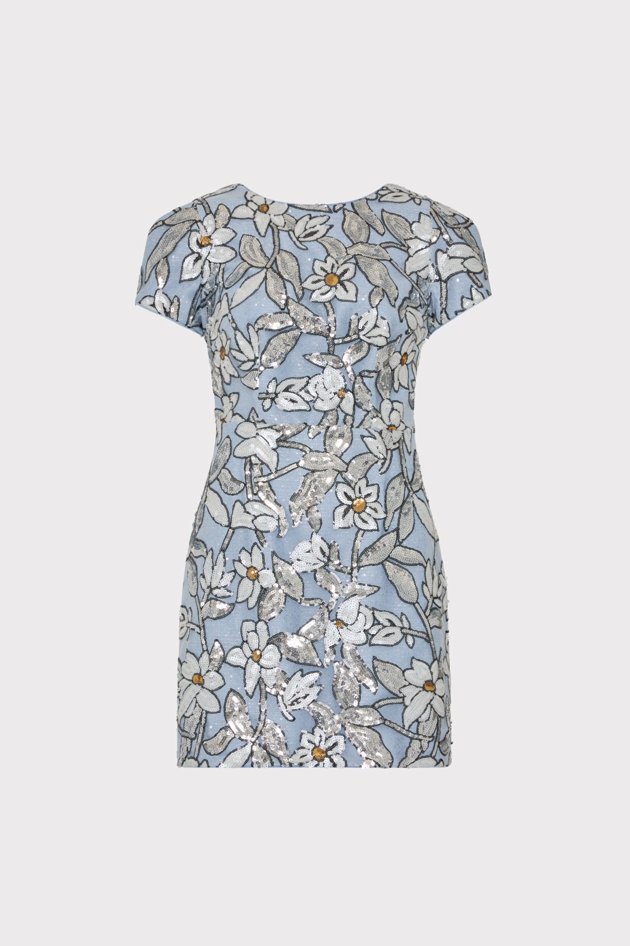 Layered Style Relaxed Style Wear Rowen Silver Floral Sequins Mini Dress