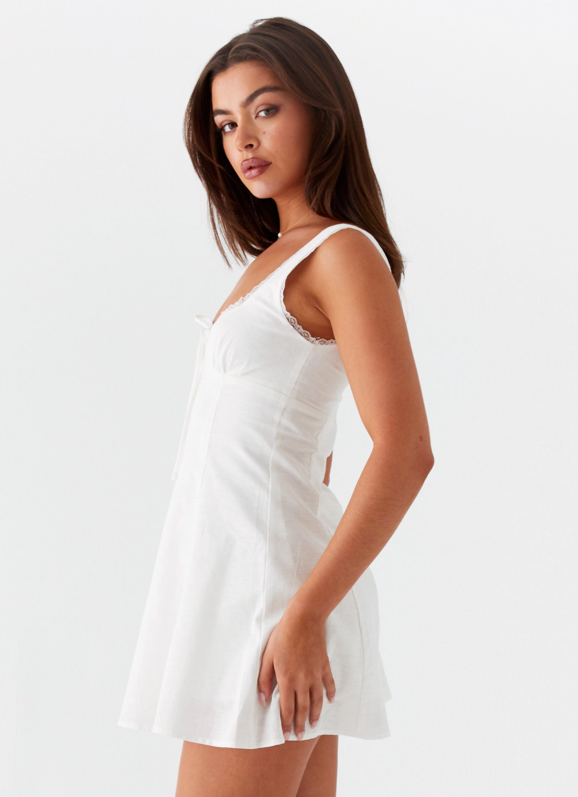 Rowena Mini Dress - White flowy silhouette