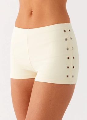 Eco Friendly Material Erasable Logo Patch Roxy Mini Shorts - Muted Yellow