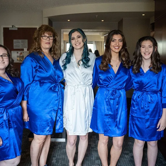 Royal Blue Satin Kimono Robe