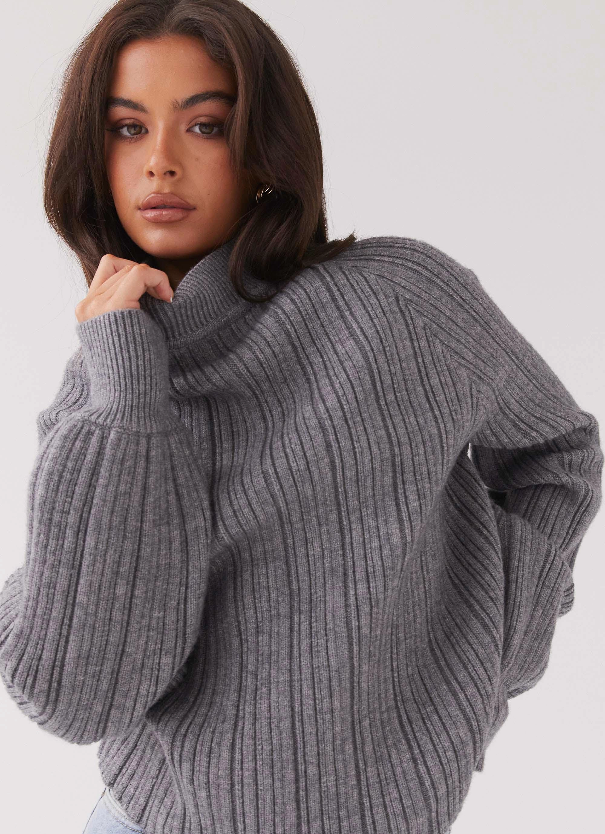 Riley Knit Sweater - Storm Grey Heat Retention