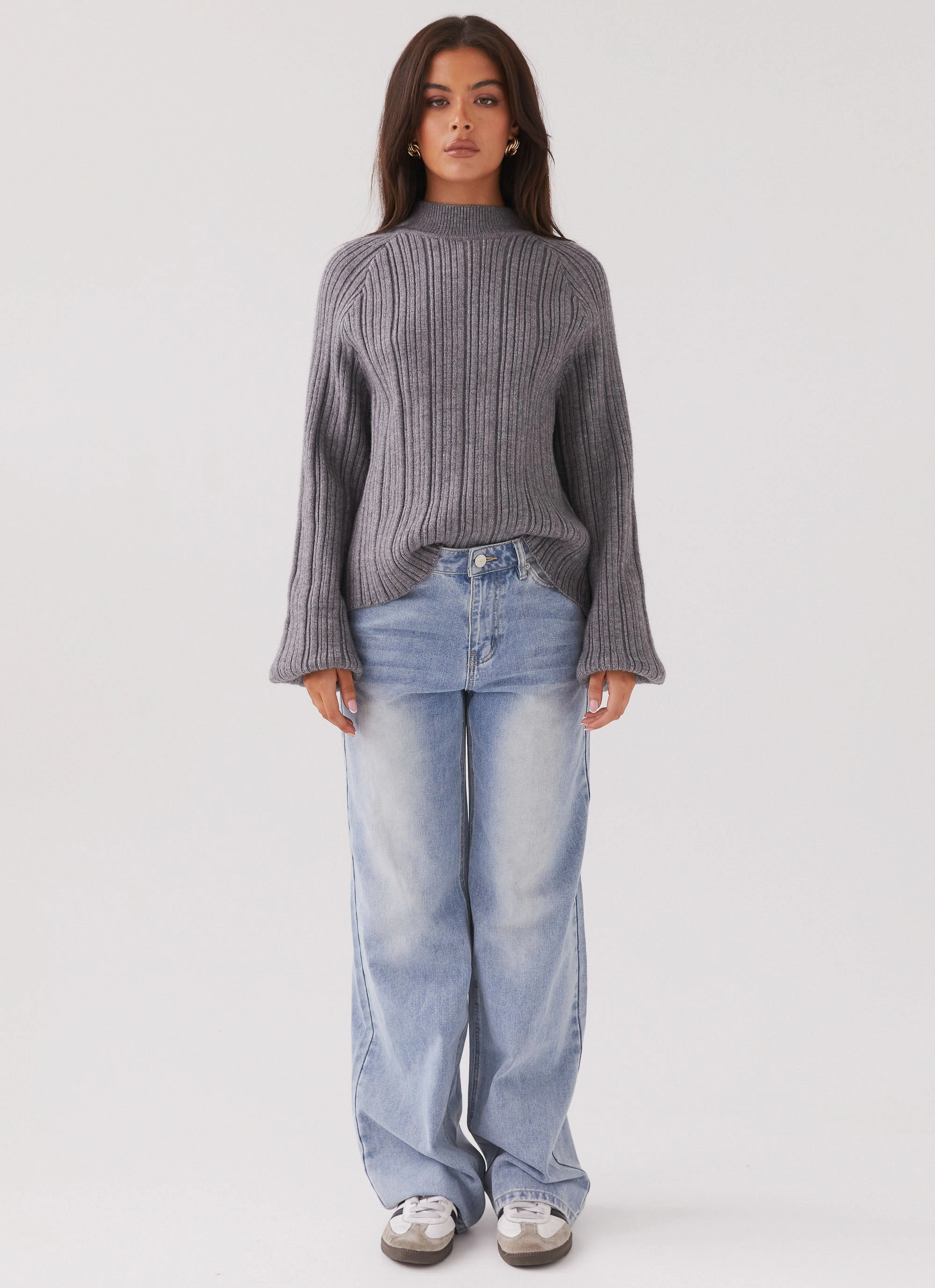 Riley Knit Sweater - Storm Grey Quick Dry Material Balanced Insulation