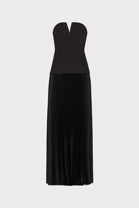museum visit Novalee Strapless Pleated Maxi Dress