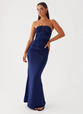 Rudy Maxi Dress - Navy Trendy Tailoring Natural Feel