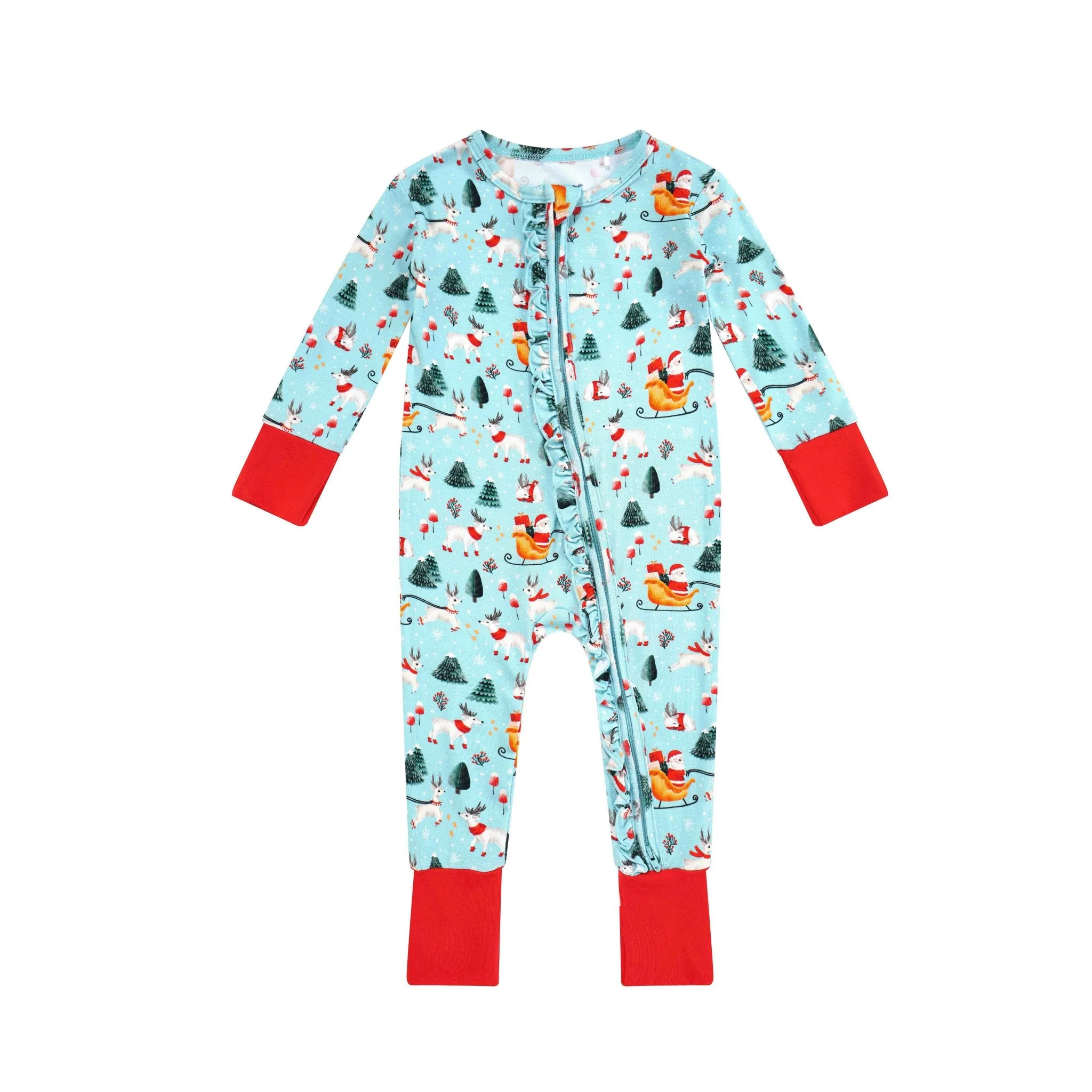 Ruffle Light Santa Bamboo Romper