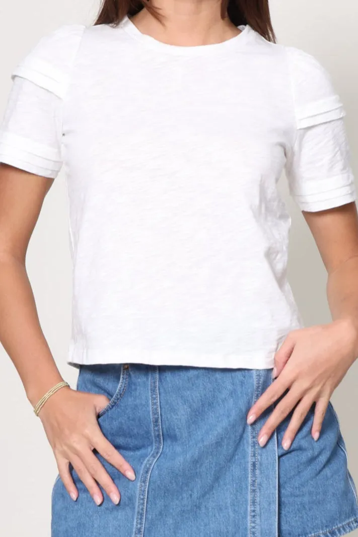 Ruffle Sleeve T Shirt Recycled Polyester Fabric Casual Blouse