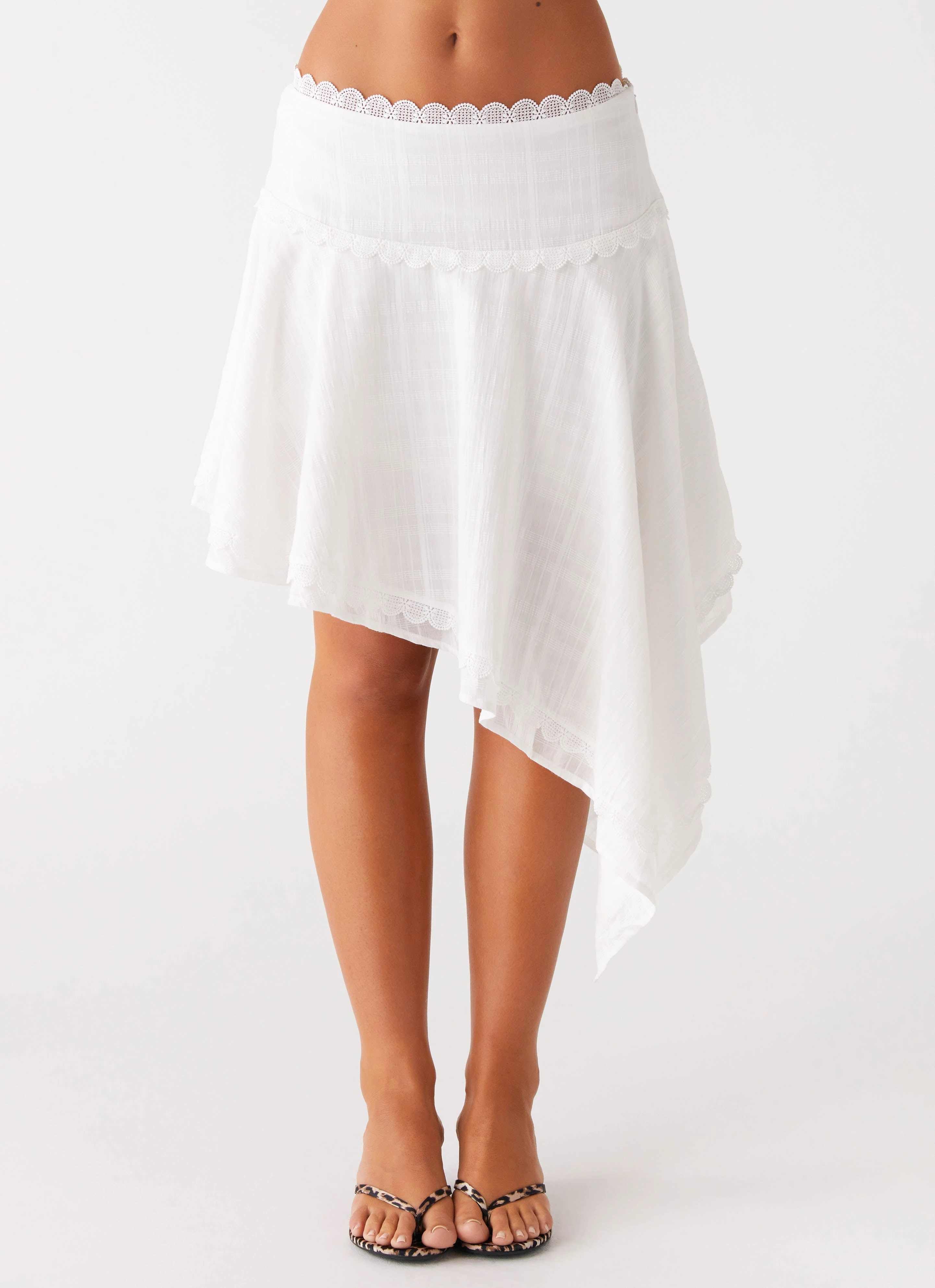 Clearwater Mist Midi Skirt - White Corduroy texture Playful Vibe