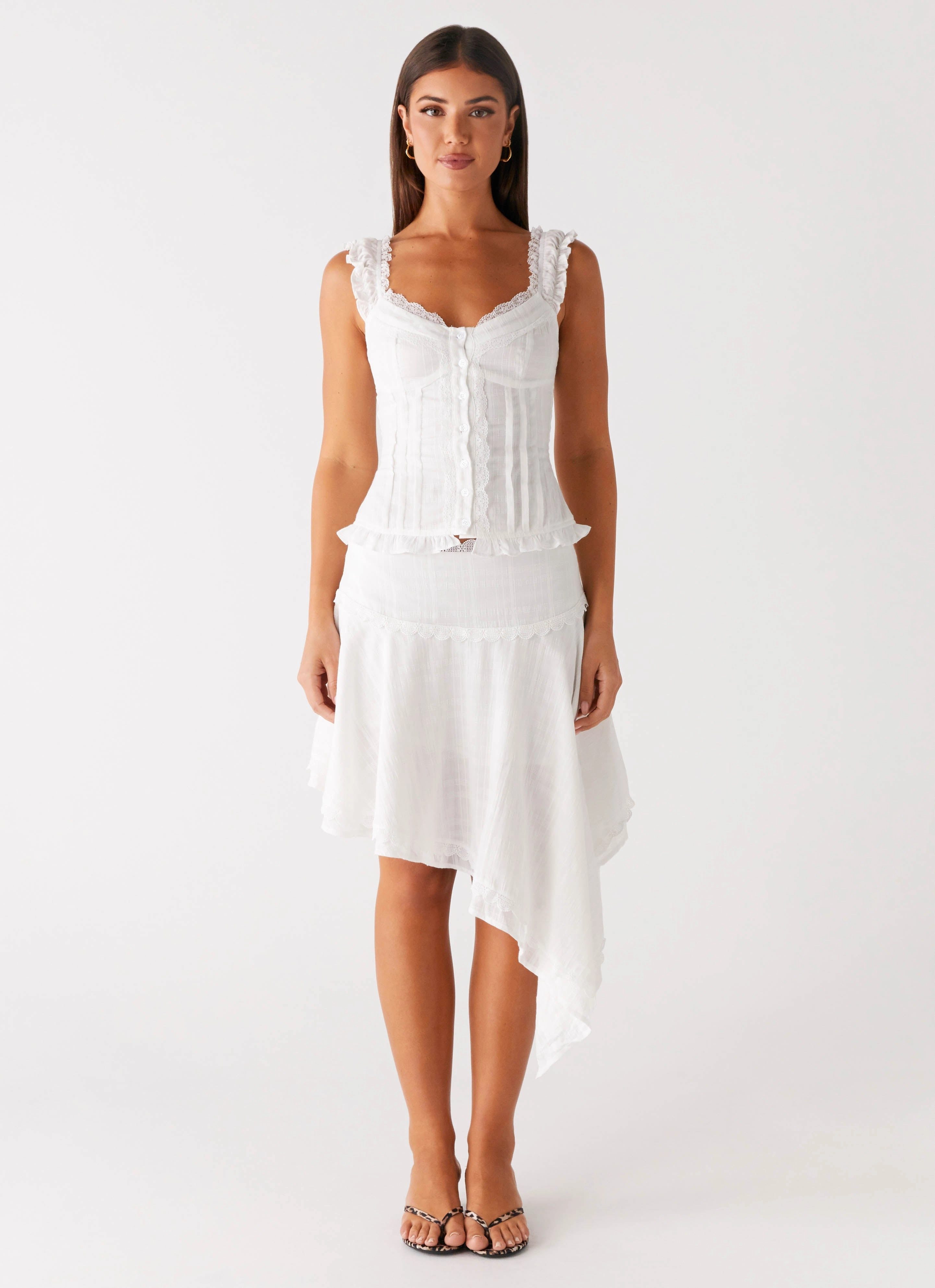 Gentle Flow Clearwater Mist Midi Skirt - White