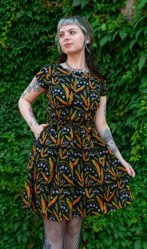 Run & Fly x Clare Lewis - Poison and Plants Stretch Belted Tea Dress with Pockets