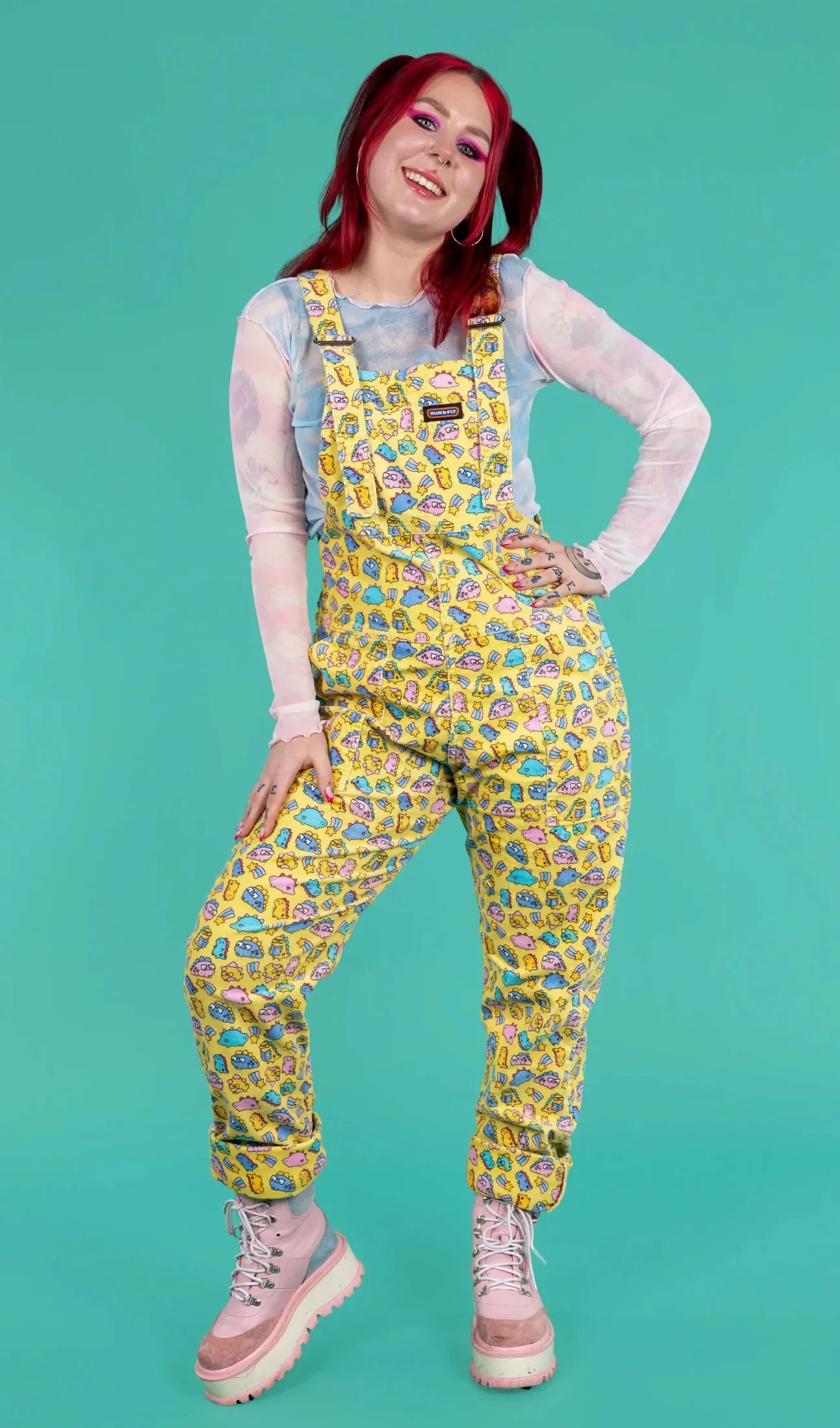 Run & Fly x Sugar & Sloth - Chonky Dino Stretch Corduroy Dungarees