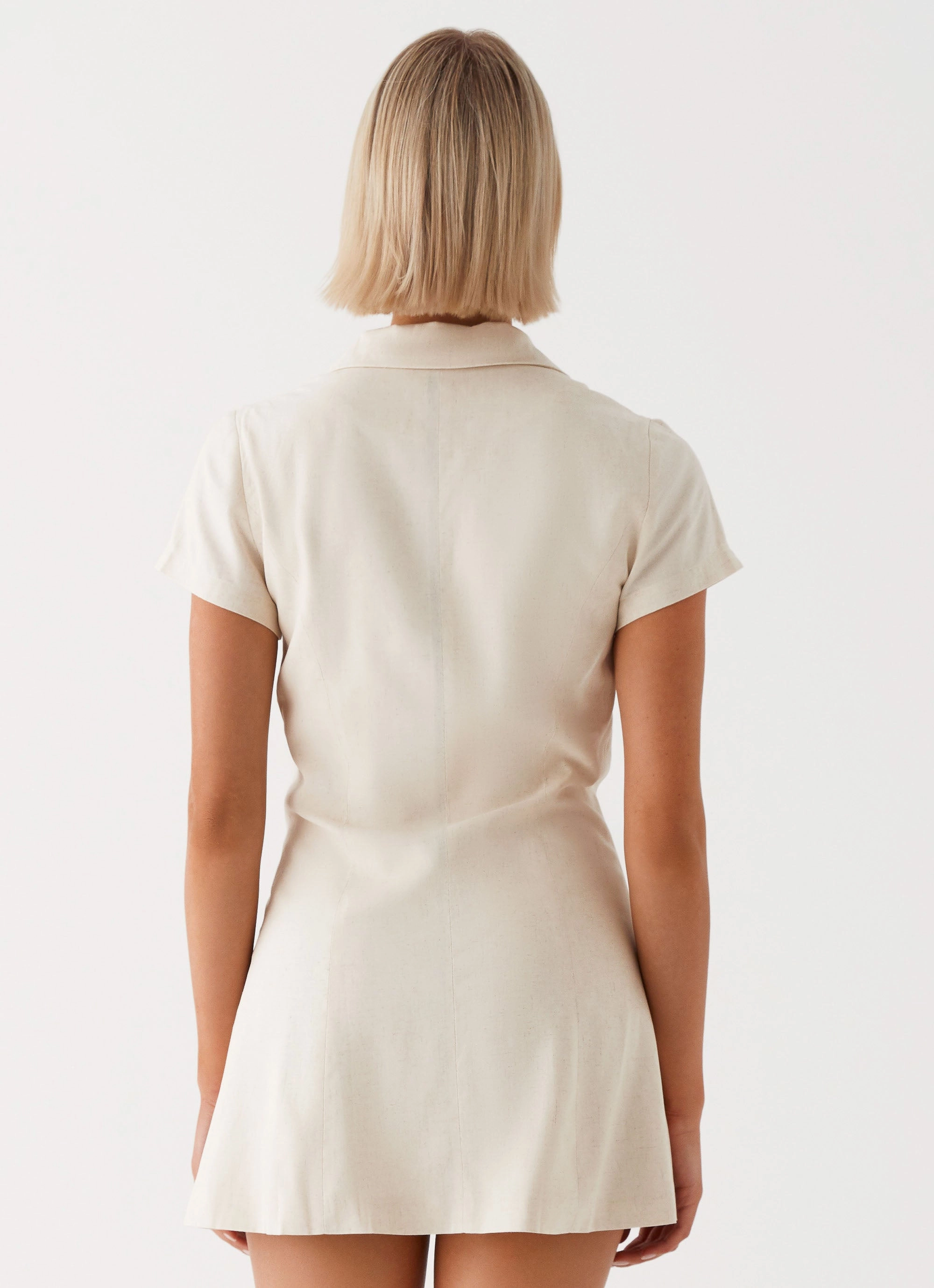 Russo Linen Mini Dress - Oatmeal Jewel Tones