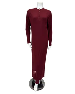 S6266 Merlot Gold Snaps Ribbed Modal Nightgown