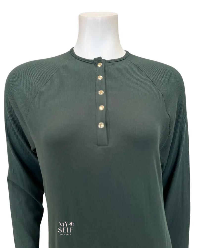 S6266 Peacock Snaps Ribbed Nightgown