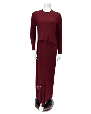 S6522 Merlot Ribbed Diagonal Overlay Modal Nursing Nightgown