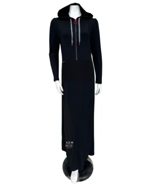 S6802 Black Kangaroo Zippered Jersey Morning Robe