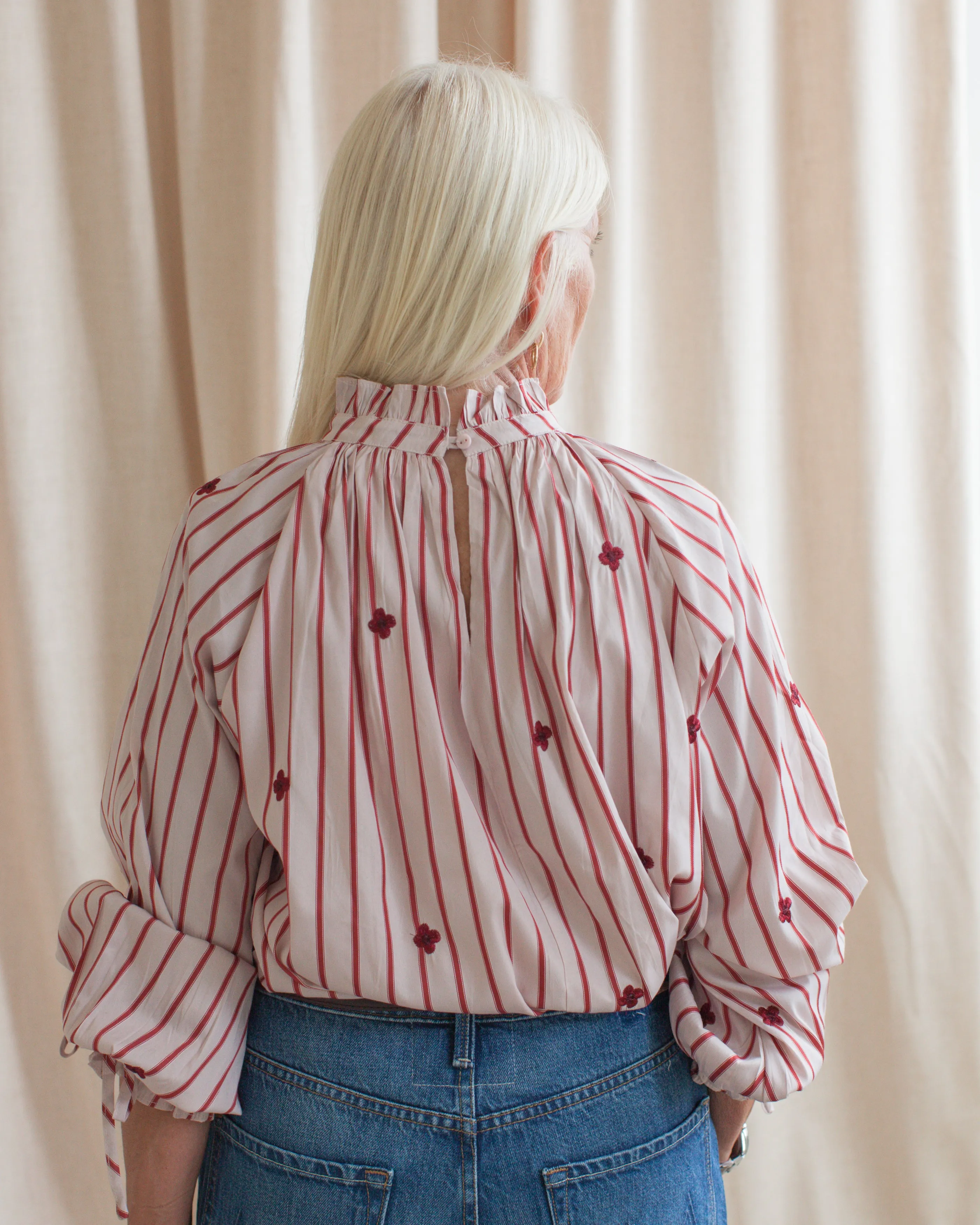 Sadie Stripe Blouse - Pink DoubleLayeredFabric BreathableFabricTech