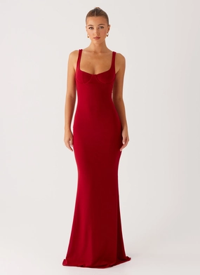 Safiya Maxi Dress - Maroon Clean Aesthetic All-day Comfort