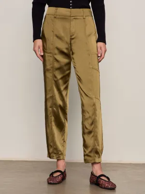 Stretch Comfort Sahara Satin Tapered Pant Dirty Martini