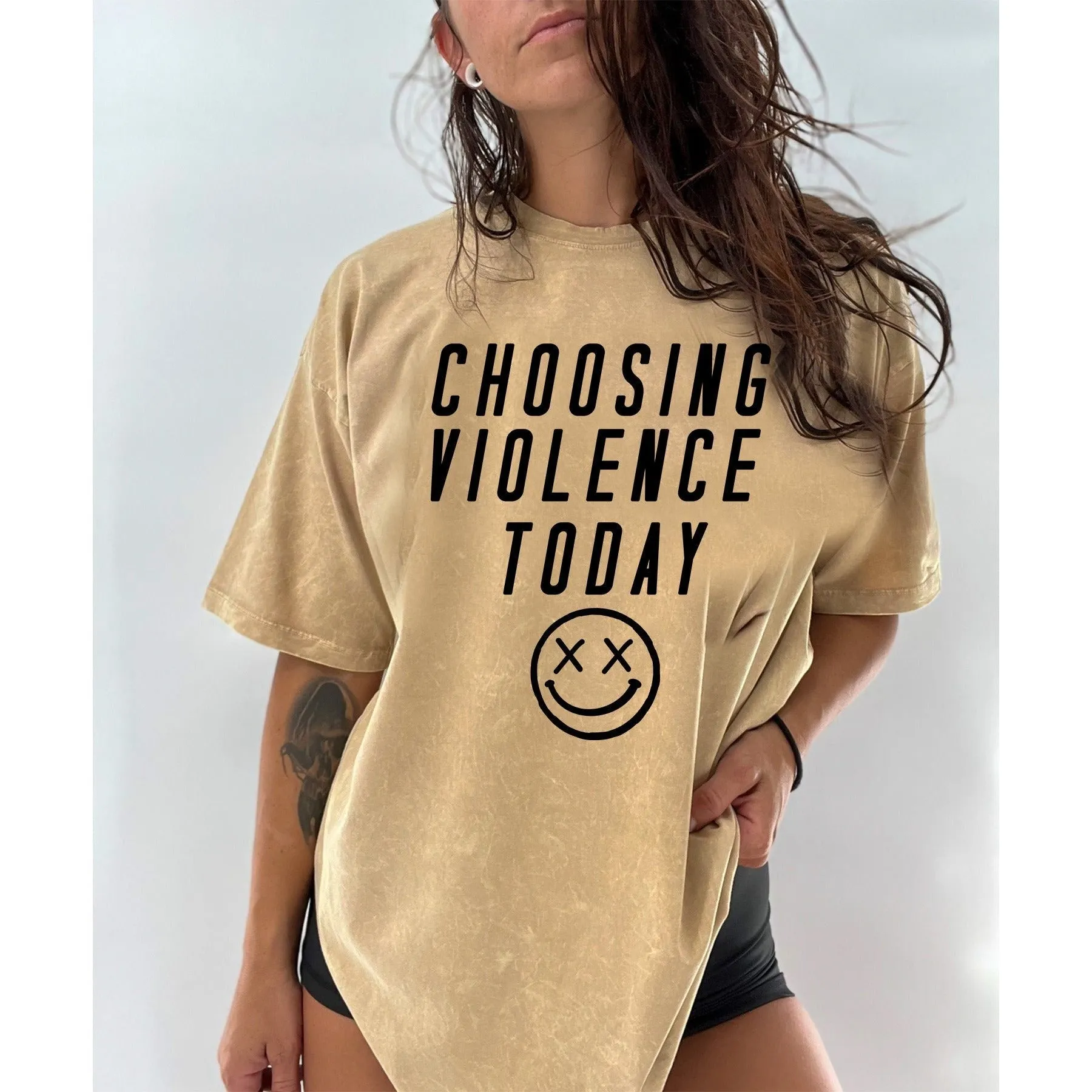 Salty Savage Unisex “Choosing Violence Today” Oversized Tall Crew Tee