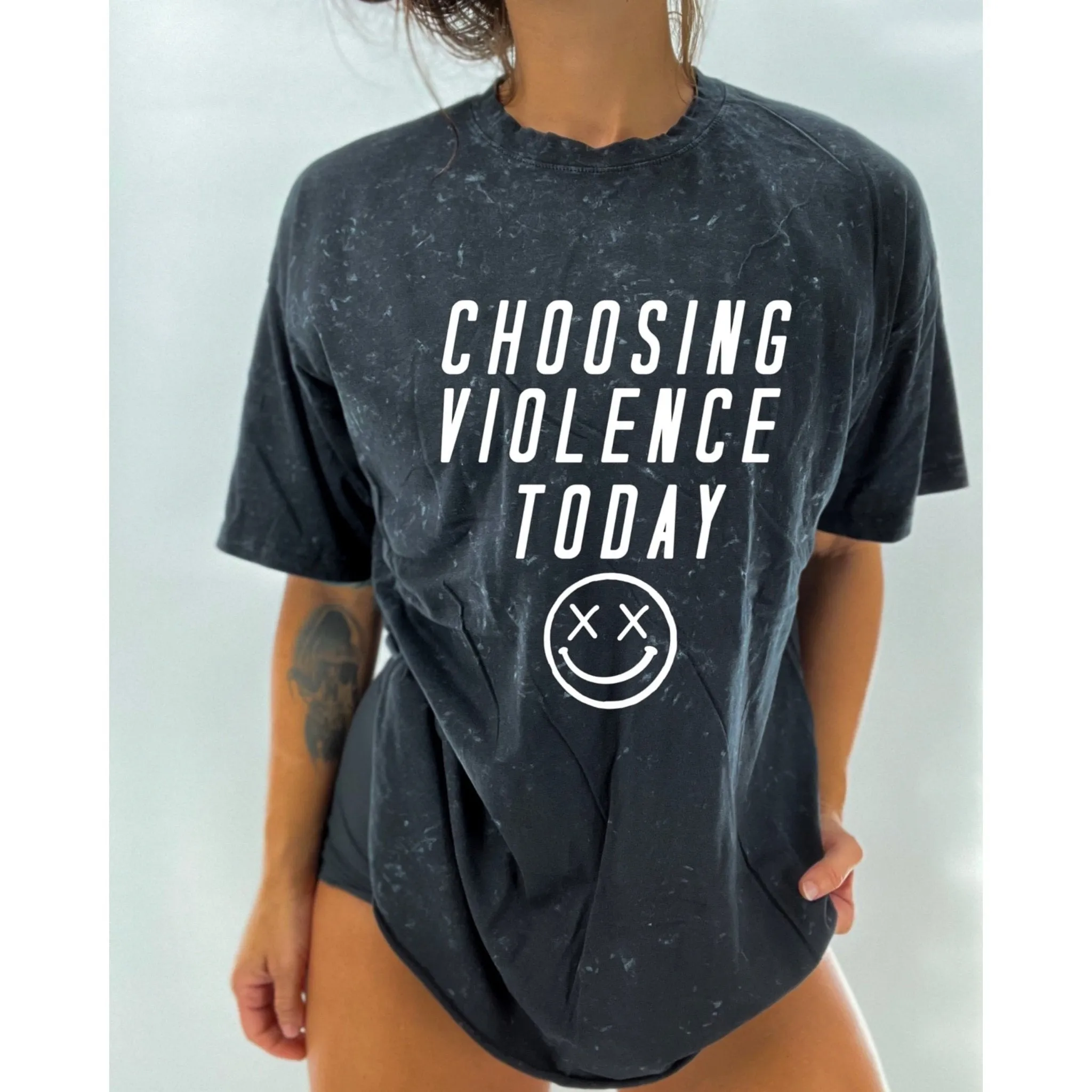 Salty Savage Unisex “Choosing Violence Today” Oversized Tall Crew Tee
