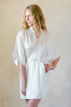 Samantha Silk Kimono Robe in off white