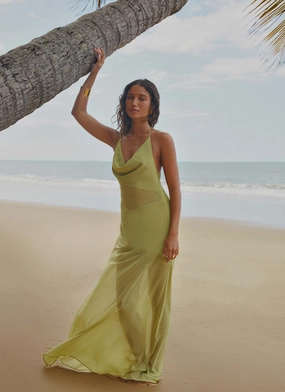 Samoa Maxi Dress - Lime Adjustable-Length Love Soft