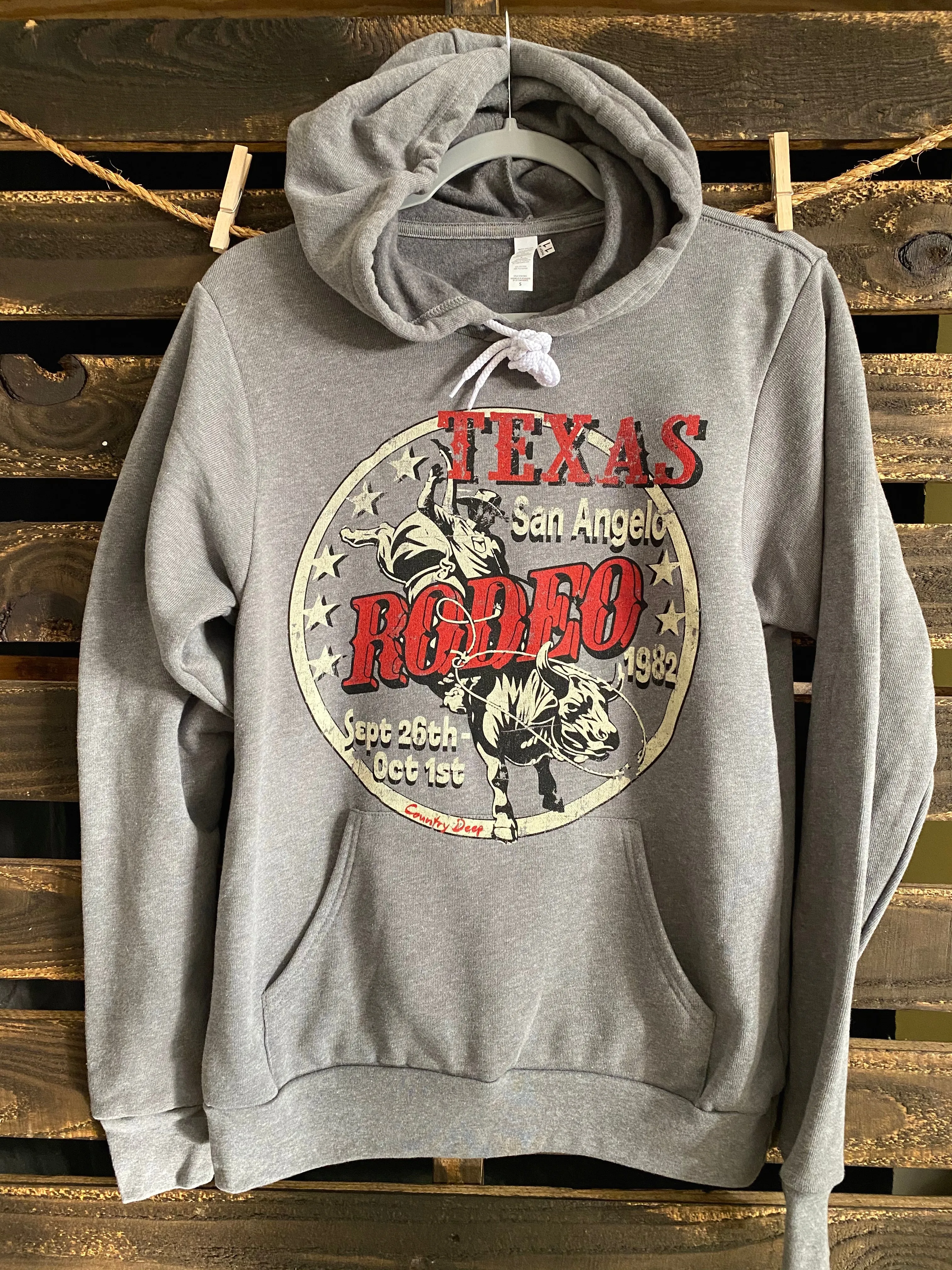 San Angelo Texas Rodeo 1980's Vintage cotton fleece hooded sweatshirt