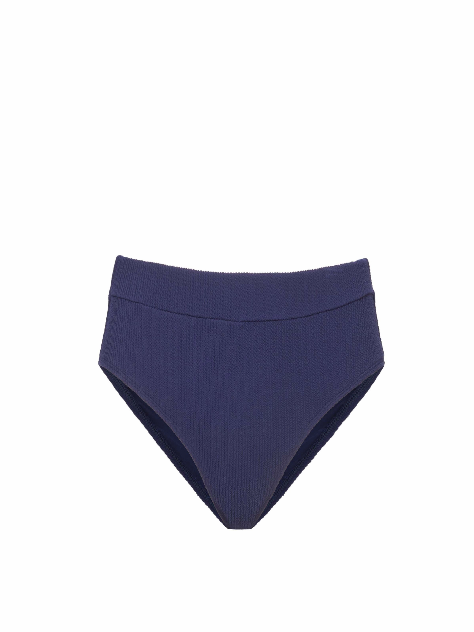 Hi Leg Hi Waist Bottom In Navy Texture Eco Friendly Dye Process Adjustable Drawstring Waist