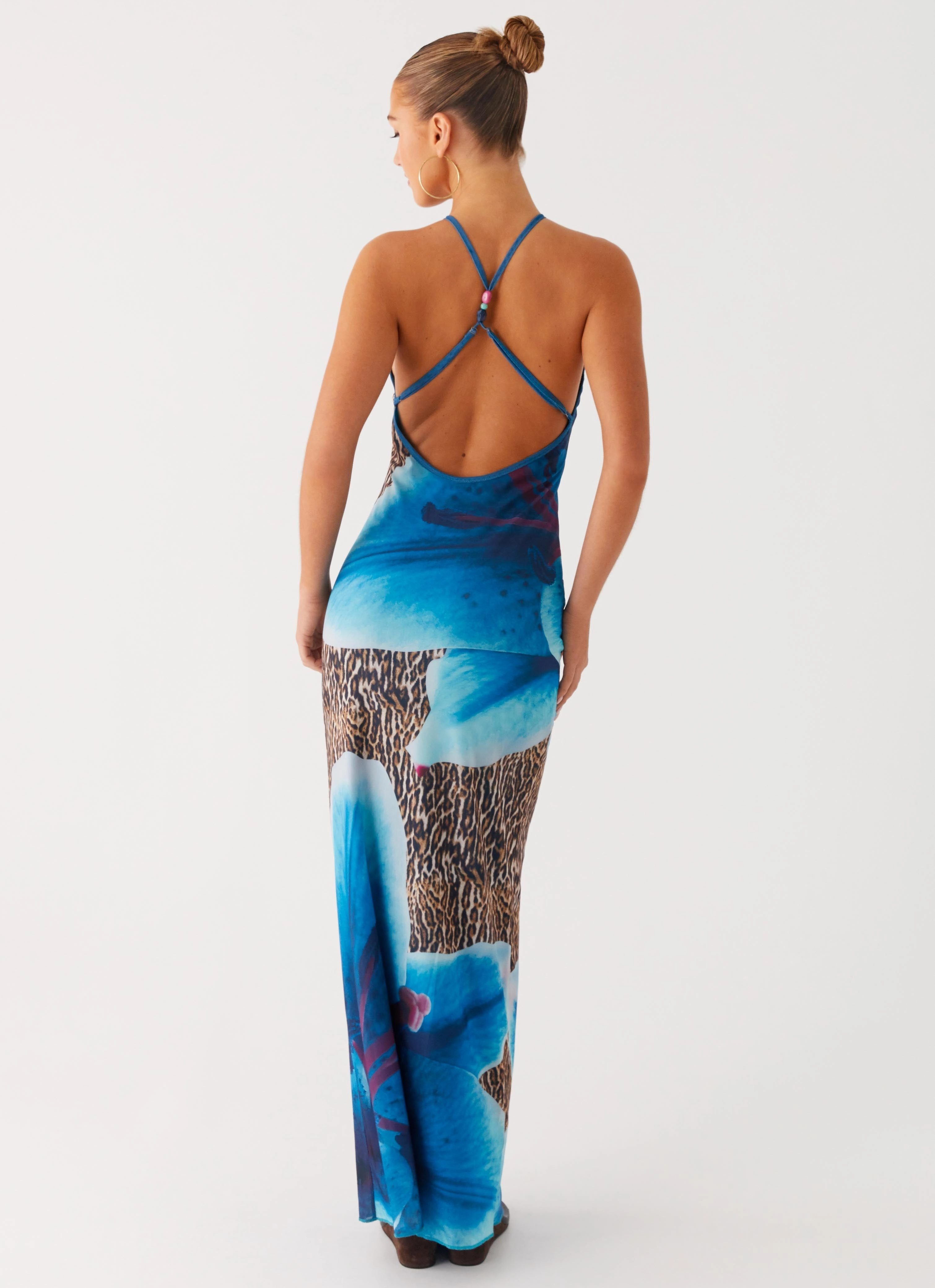 Shirred-Detail Sandy Siren Maxi Dress - Cheetah Floral